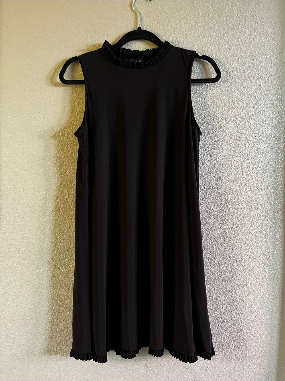 Sleeveless Black Ruffle-Trim Mini Dress